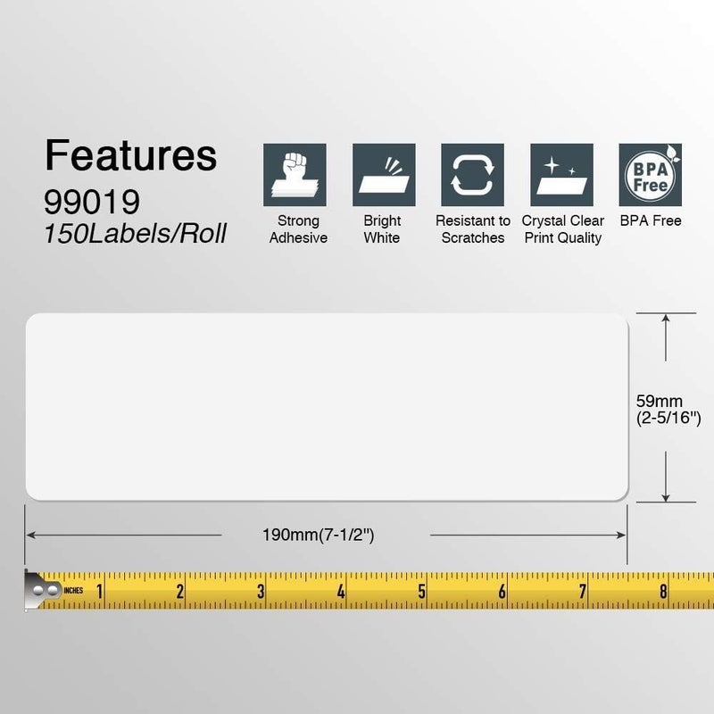 BETCKEY - Compatible DYMO 99019 (2-5/16" x 7-1/2") Large Lever Arch File Labels, Compatible with DYMO Labelwriter 450, 4XL, NOT Fit 550 & 5XL [10 Rolls/1500 Labels] - Image 3